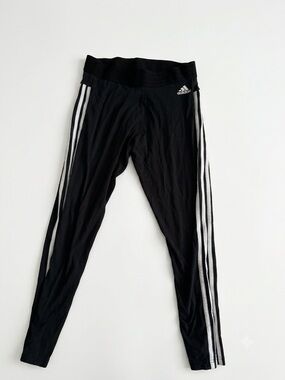 adidas Black Track Leggings with White Side Stripes Women’s Sz Medium